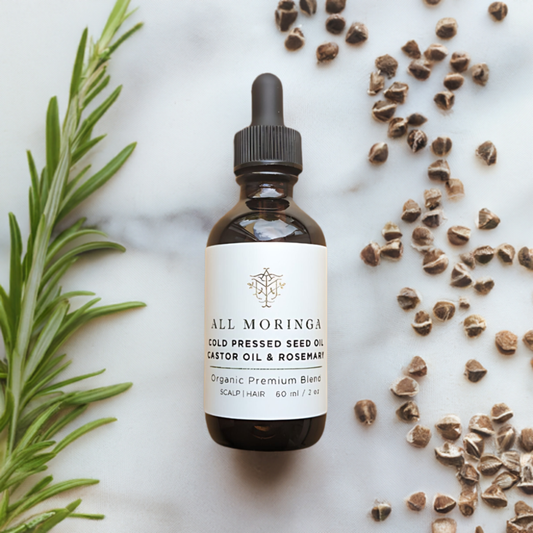 Premium Organic scalp and Hair strengthening Treatment with Moringa Seed Oil, Castor Oil, Rosemary & Vitamin E For Enhanced Scalp Nourishment, Hexane-Free 2 Ounce