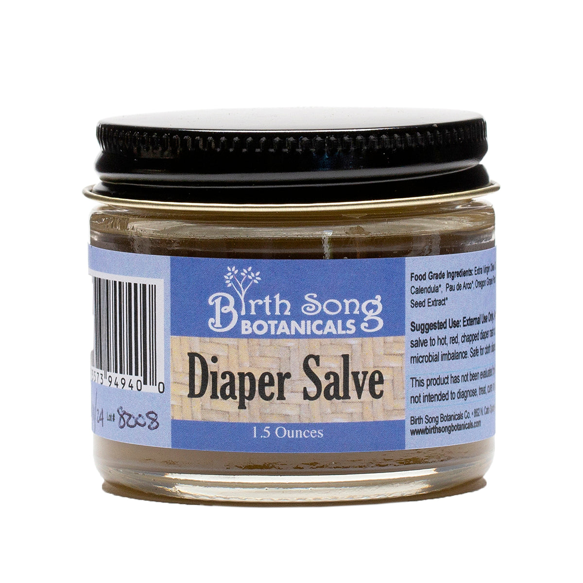 Herbal Diaper Rash Cream With Calendula, Natural Baby Bottom Butter, Cloth Diaper Safe, Unscented