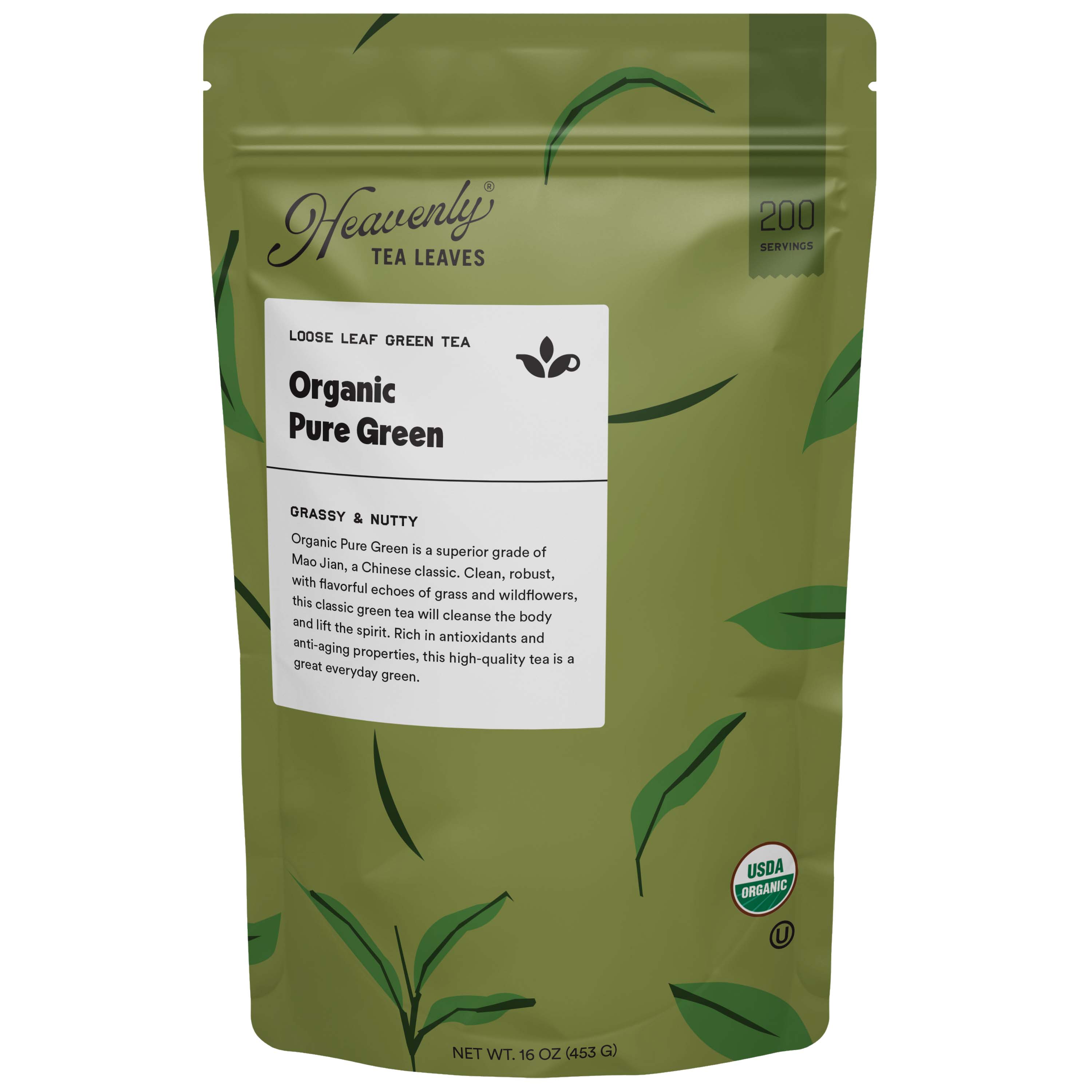 Organic Pure Green, Bulk Loose Leaf Green Tea, 16 Oz. – MotherBees