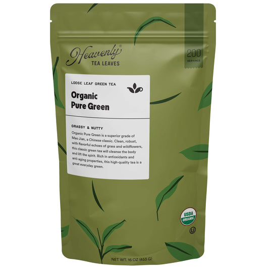 Organic Pure Green, Bulk Loose Leaf Green Tea, 16 Oz.