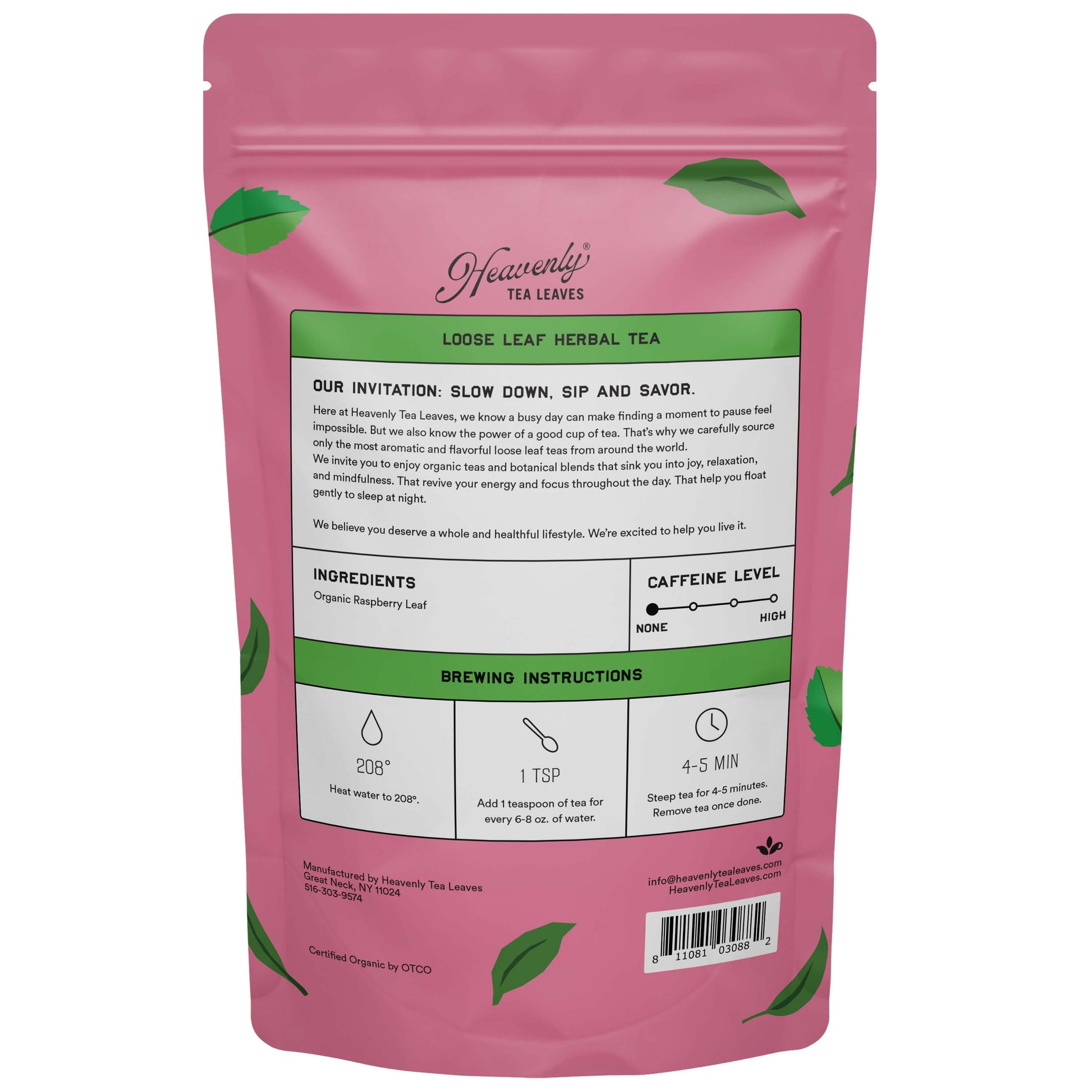 Organic Raspberry Leaf, Bulk Loose Leaf Herbal Tea, 16 Oz.