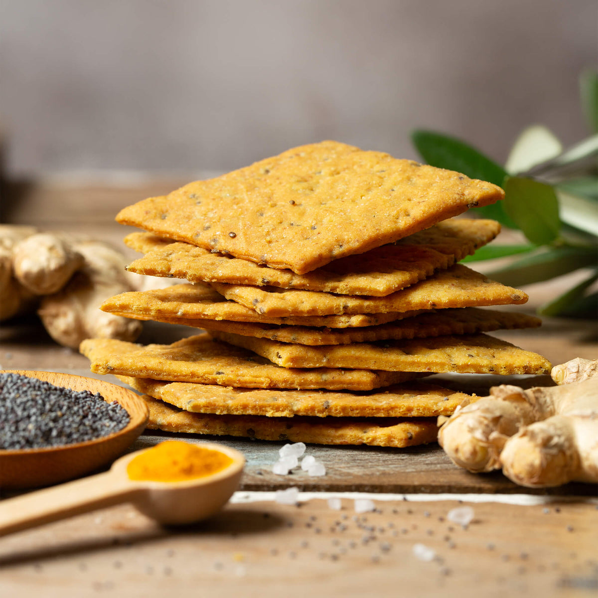Turmeric Crackers with Poppy Seeds