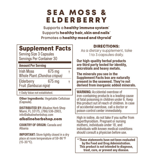 Sea Moss & Elderberry Supplement 90 Capsules