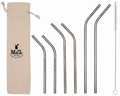 Combo 6 Pack Thin Bent Stainless Steel Straws for Mason Jars