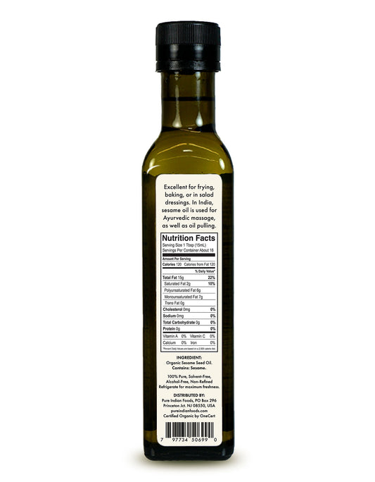 Sesame Oil, Virgin & Certified Organic - 250 mL